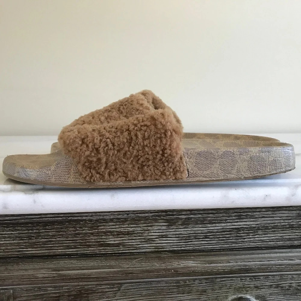 COACH MENS TAN SHERLING SLIDE SANDAL